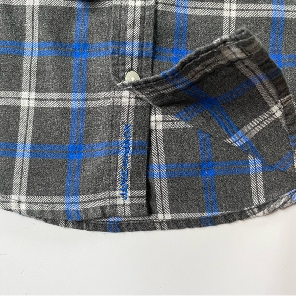 Janie and Jack Shirt Size 8 Boys Button Up Plaid Dress Gray Blue 100% Cotton EUC - Picture 13 of 16